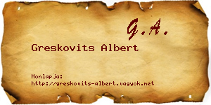 Greskovits Albert névjegykártya