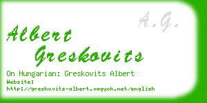 albert greskovits business card